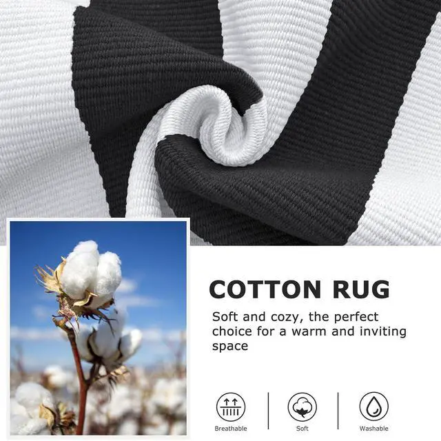 Alt view image 6 of 7 - Black White Striped Rug -27.5" X 43" Front Door Mats Outdoor,Washable Rug for Front Porch Decor,Spring Summer Welcome Mats Outdoor Indoor, Doormat for Farmhouse/Entryway/Home Entrance
