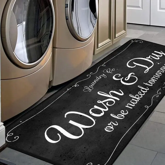 Main image of Laundry Room Long Mat Area Rug Non-Slip Floor Mat Waterproof Farmhouse Carpet for Kitchen 40" x 20"(Black-2)
