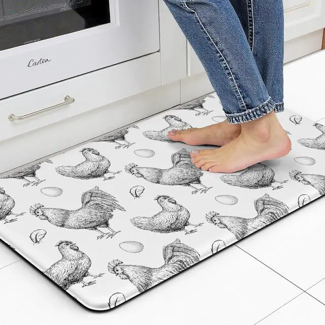 Main image of Farmhouse Kitchen Mat Rooster Rugs for Kitchen Floor Anti Fatigue Mat for Standing Desk Office Kitchen Floor Mats Non Slip Waterproof 17.3 x 29 x 0.47 inch