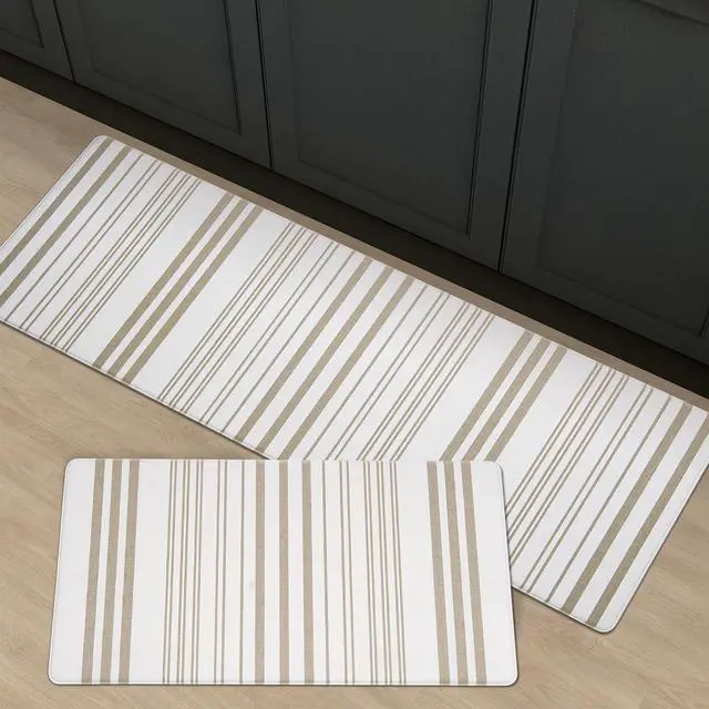 Main image of Farmhouse Stripe Anti-Fatigue Kitchen Mat Set of 2, Cushioned Foam Kitchen Mats for Floor, Waterproof Non Slip Comfort Mat, Modern Kitchen Rug for Kitchen Decor, Sink, Laundry, Office