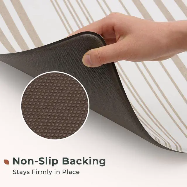 Alt view image 5 of 7 - Farmhouse Stripe Anti-Fatigue Kitchen Mat Set of 2, Cushioned Foam Kitchen Mats for Floor, Waterproof Non Slip Comfort Mat, Modern Kitchen Rug for Kitchen Decor, Sink, Laundry, Office