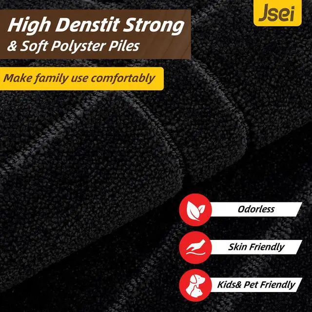 Alt view image 4 of 7 - Door Mat for Entrance, Washable Low Profile Doormat for Front Door & Back Door, Absorbent Entryway Rugs with TPR Non-Slip Backing for Wet Shoes & Dirty Paws, 24" x 36", Black