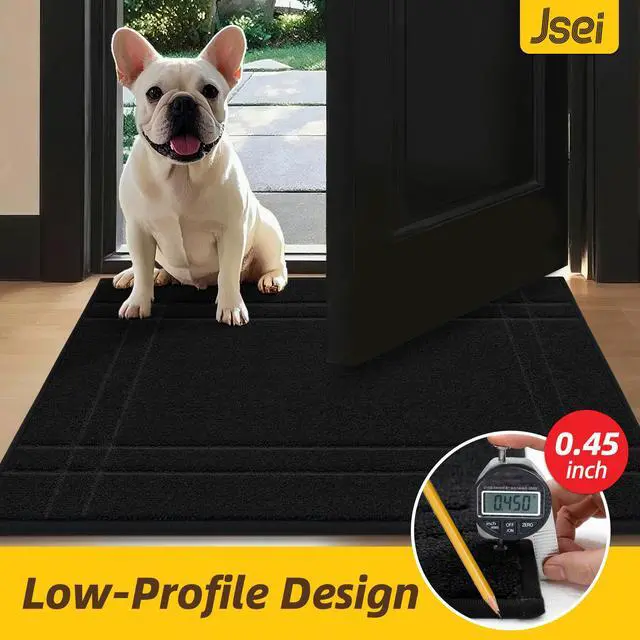 Alt view image 7 of 7 - Door Mat for Entrance, Washable Low Profile Doormat for Front Door & Back Door, Absorbent Entryway Rugs with TPR Non-Slip Backing for Wet Shoes & Dirty Paws, 24" x 36", Black