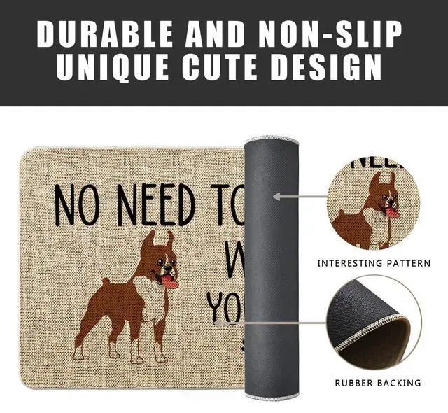 Alt view image 6 of 6 - Dog Door Mat Boxer Welcome Doormats 17 x 27 Inch No Need to Knock We Know You're Here Entrance Rug Farmhouse Home Kitchen Floor Front Door Mat for Outdoor Indoor