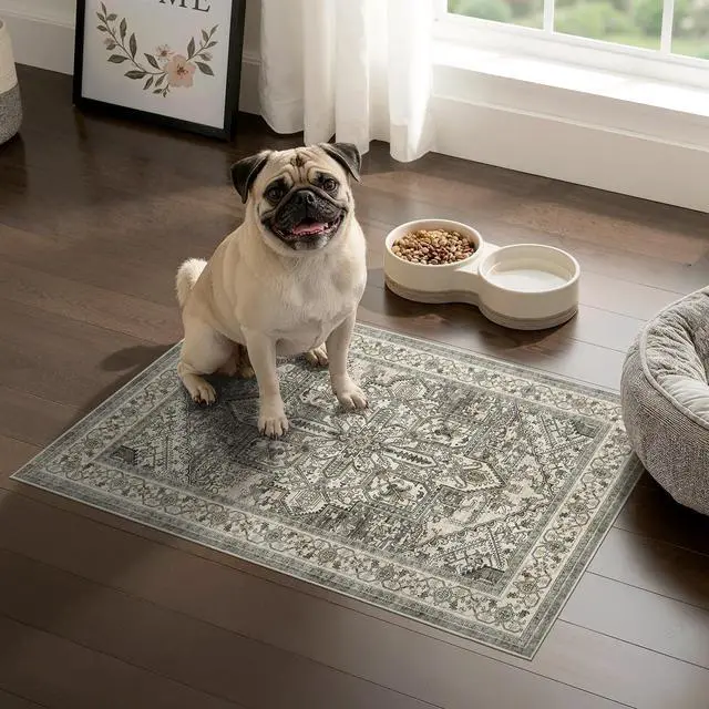 Alt view image 5 of 7 - Indoor Door Mat, Entrance Mat 2x3 Machine Washable Rubber Backing Entry Mats Soft Foldable, Vintage Farmhouse Rugs Decor, Small Floor Mat Doormat for Entryway Kitchen Bathroom, Brown Lvory