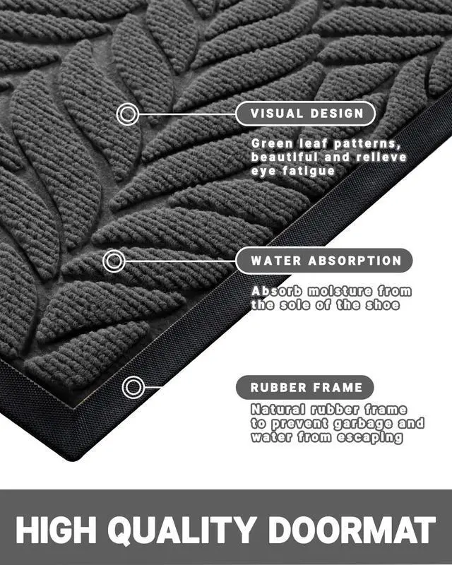 Alt view image 4 of 7 - Front Door Mat Outdoor Indoor, 29.5x17 All-Season Waterproof Door Mat Outside Entrance, All-Weather Non-Slip Outside Doormat for Garage Patio Entryway, Grey