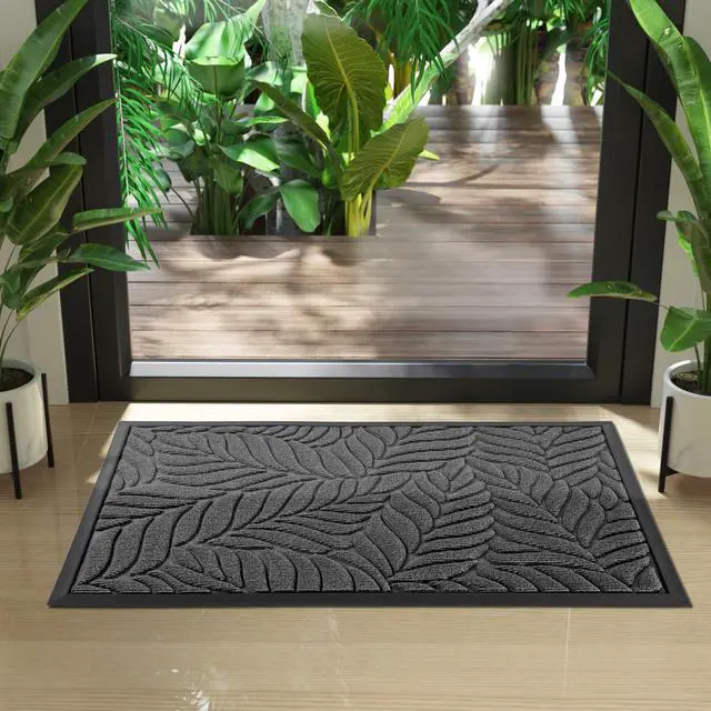 Alt view image 6 of 7 - Front Door Mat Outdoor Indoor, 29.5x17 All-Season Waterproof Door Mat Outside Entrance, All-Weather Non-Slip Outside Doormat for Garage Patio Entryway, Grey