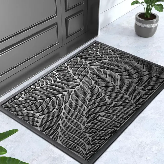 Alt view image 7 of 7 - Front Door Mat Outdoor Indoor, 29.5x17 All-Season Waterproof Door Mat Outside Entrance, All-Weather Non-Slip Outside Doormat for Garage Patio Entryway, Grey