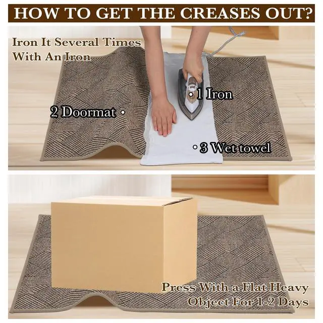 Alt view image 7 of 7 - Indoor Door Mat 24"x36", Low-Profile Welcome Front Door Mat Indoor Entrance, Non Slip Rubber Backing Inside Doormat Washable Entryway Dirt Resistant & Absorbent 2x3 Entry Mat, Light-Brown