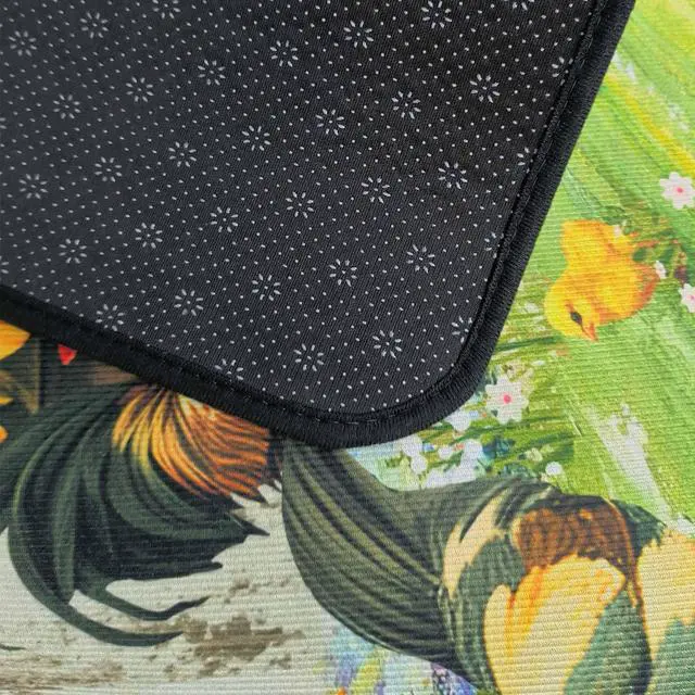 Alt view image 6 of 7 - Farmhouse Rooster Sunflower Kitchen Rugs Set of 2, Vintage White Wood Plank Water Absorbent Non Slip Kitchen Floor Mats, Country Farm Runner Rug for Sink Laundry Room Decor, 17"x30"+17"x47"
