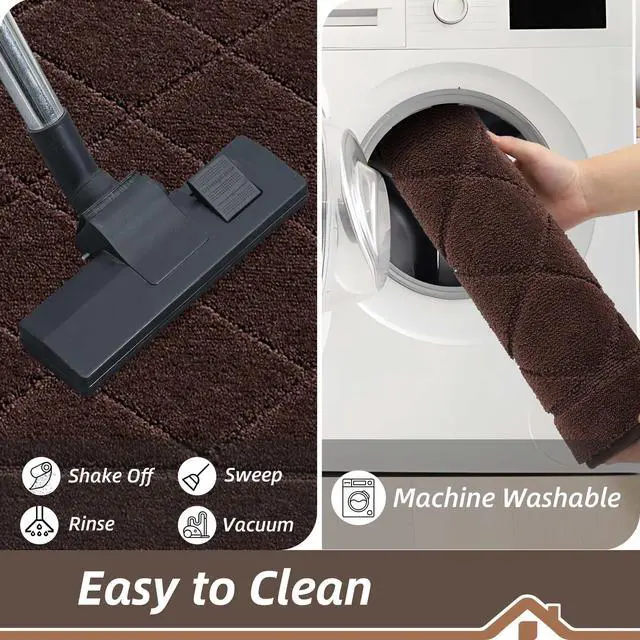 Alt view image 6 of 7 - Dirt Trapper Door Mat 20" x 32", Doormat Non-Slip Entryway Rugs Washable, Dog Door Mat Stain Resistant and Absorbent Welcome Floor Mat for Front Back Door, Mud Wet Shoes & Paws, Brown