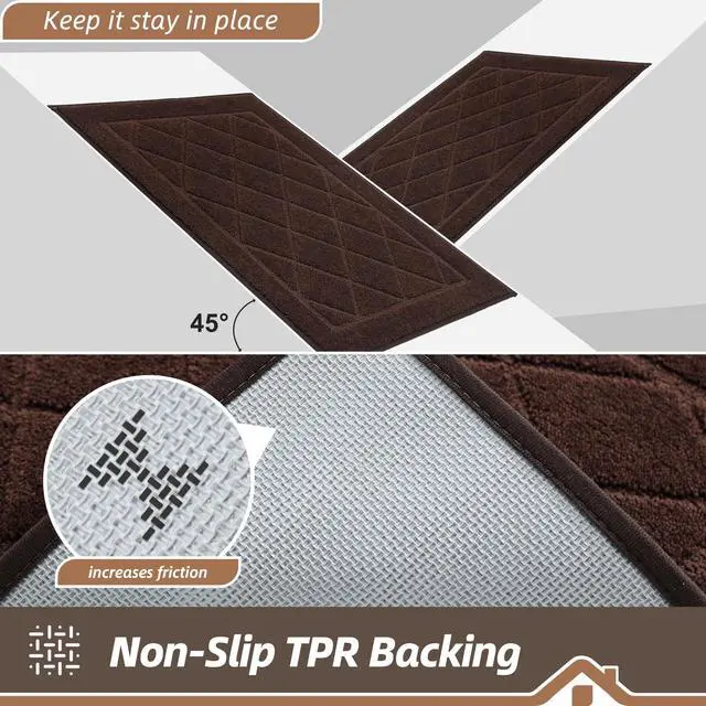 Alt view image 5 of 7 - Dirt Trapper Door Mat 20" x 32", Doormat Non-Slip Entryway Rugs Washable, Dog Door Mat Stain Resistant and Absorbent Welcome Floor Mat for Front Back Door, Mud Wet Shoes & Paws, Brown