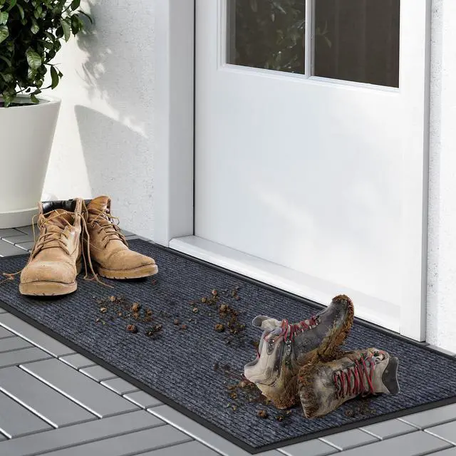 Alt view image 2 of 7 - Front Door Mat, 2'x3' Indoor Outdoor Entrance Mats, Commercial Floor Inside Outside Entrance, Heavy Duty Durable Welcome Mat, Rubber Backing Non Slip Outdoor Mats for Entryway,Dark Gray