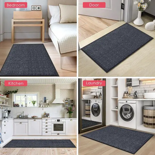Alt view image 5 of 7 - Front Door Mat, 2'x3' Indoor Outdoor Entrance Mats, Commercial Floor Inside Outside Entrance, Heavy Duty Durable Welcome Mat, Rubber Backing Non Slip Outdoor Mats for Entryway,Dark Gray