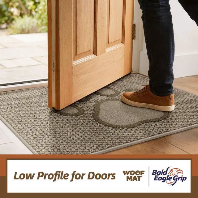 Alt view image 6 of 7 - Dog Paw Doormats 20''x32'' for Dirty Paws, Washable Entryway Rugs Floor Mats Dirt Trapper with TPR Backing, Absorbent Low Profile Door Mat for Front Door, Hallway, Entryways, Beige