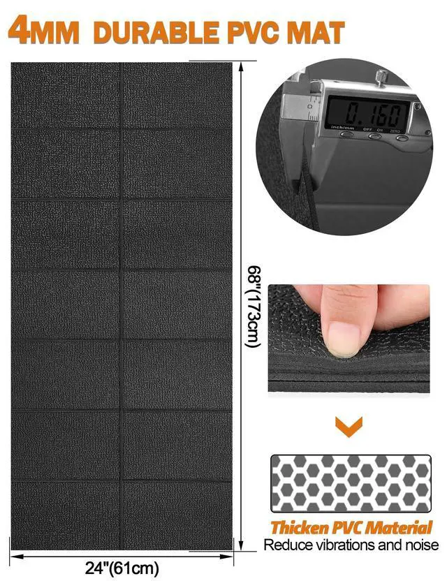 Alt view image 2 of 7 - Treadmill Mat 68"x24", Foldable Walking Pad Mat for Carpet Hardwood Floors 4mm Heavy-Duty Exercise Equipment Mat for Treadmil Pad,Spin Bike, Elliptical Trainer, Home, Gym