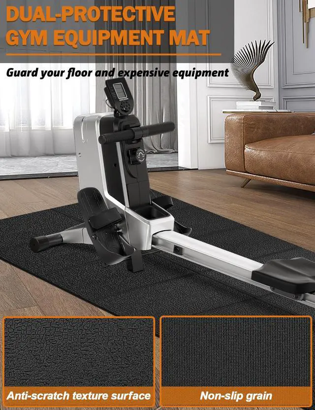 Alt view image 6 of 7 - Treadmill Mat 68"x24", Foldable Walking Pad Mat for Carpet Hardwood Floors 4mm Heavy-Duty Exercise Equipment Mat for Treadmil Pad,Spin Bike, Elliptical Trainer, Home, Gym