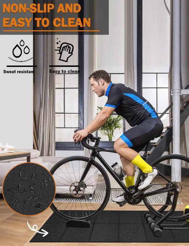 Alt view image 7 of 7 - Treadmill Mat 68"x24", Foldable Walking Pad Mat for Carpet Hardwood Floors 4mm Heavy-Duty Exercise Equipment Mat for Treadmil Pad,Spin Bike, Elliptical Trainer, Home, Gym
