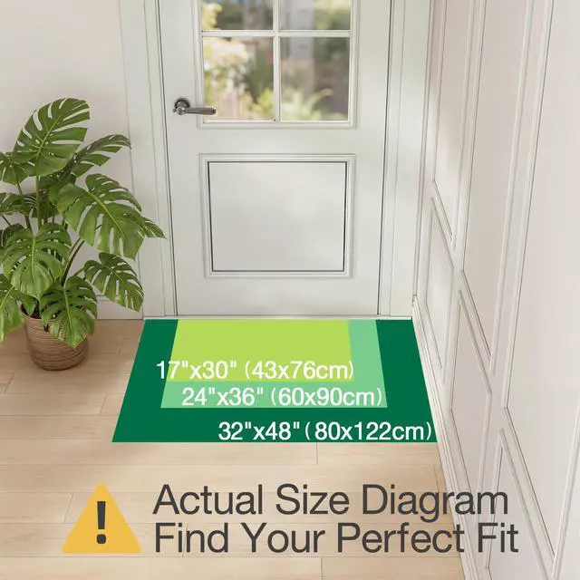 Alt view image 2 of 7 - Ultra Thin Door Mat for Entryway, 17"x30" Low Profile Non Slip Rubber Backing Indoor Doormat, Easy Clean Welcome Entrance Mat for Inside House, Patio, Khaki