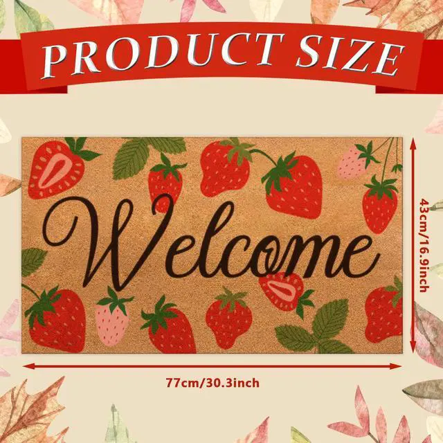 Alt view image 2 of 7 - Strawberry Coir Doormat Outdoor Cute Welcome Floor Mats Non-Slip Entrance Door Rugs for Front Door Porch Party Outdoor Entryway Decor, 17 x 30 Inch