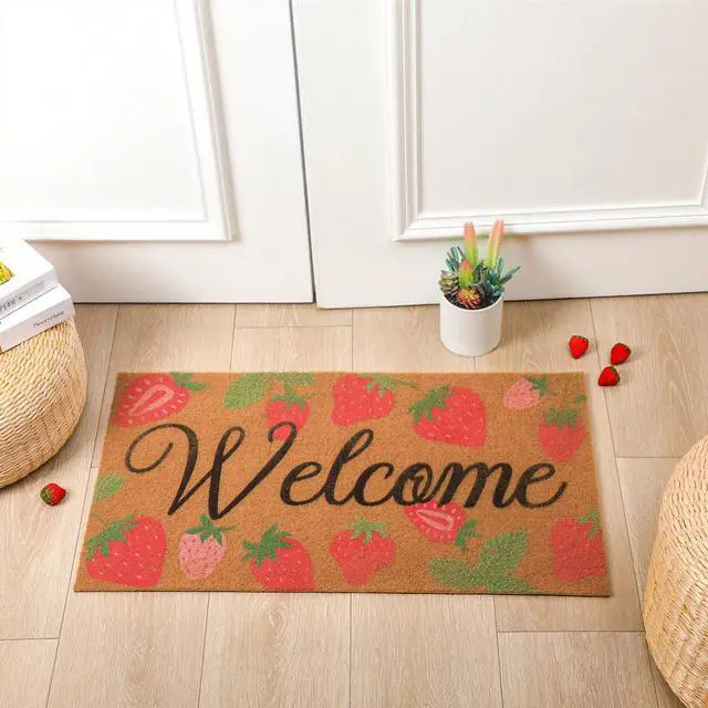Alt view image 4 of 7 - Strawberry Coir Doormat Outdoor Cute Welcome Floor Mats Non-Slip Entrance Door Rugs for Front Door Porch Party Outdoor Entryway Decor, 17 x 30 Inch