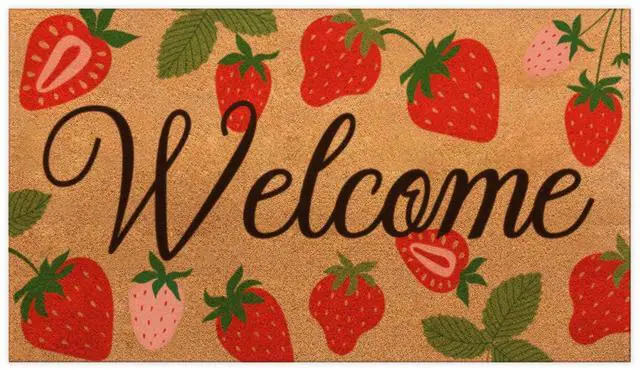 Main image of Strawberry Coir Doormat Outdoor Cute Welcome Floor Mats Non-Slip Entrance Door Rugs for Front Door Porch Party Outdoor Entryway Decor, 17 x 30 Inch