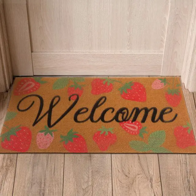 Alt view image 6 of 7 - Strawberry Coir Doormat Outdoor Cute Welcome Floor Mats Non-Slip Entrance Door Rugs for Front Door Porch Party Outdoor Entryway Decor, 17 x 30 Inch
