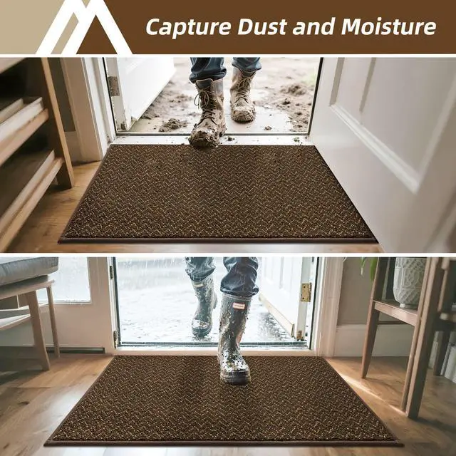 Alt view image 3 of 7 - Door-Mat 24"x36" Non Slip Absorbent Entryway Rugs Dirt Trapper Doormats Washable Entrance Mats Low Pile Welcome Floor Mat for Front Back Door and Entry Mats,Brown