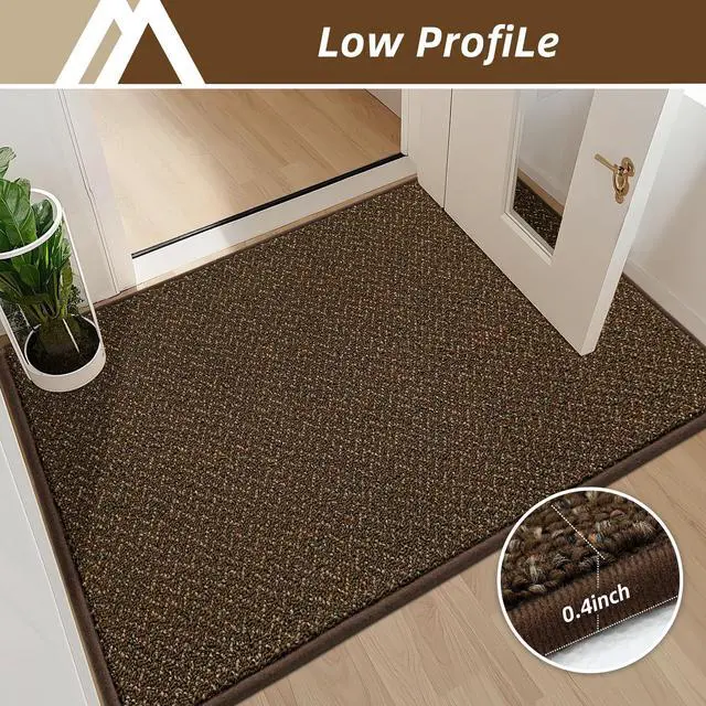 Alt view image 5 of 7 - Door-Mat 24"x36" Non Slip Absorbent Entryway Rugs Dirt Trapper Doormats Washable Entrance Mats Low Pile Welcome Floor Mat for Front Back Door and Entry Mats,Brown