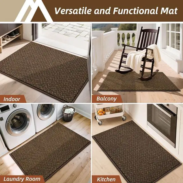 Alt view image 6 of 7 - Door-Mat 24"x36" Non Slip Absorbent Entryway Rugs Dirt Trapper Doormats Washable Entrance Mats Low Pile Welcome Floor Mat for Front Back Door and Entry Mats,Brown