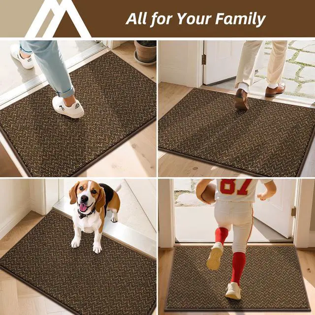 Alt view image 7 of 7 - Door-Mat 24"x36" Non Slip Absorbent Entryway Rugs Dirt Trapper Doormats Washable Entrance Mats Low Pile Welcome Floor Mat for Front Back Door and Entry Mats,Brown