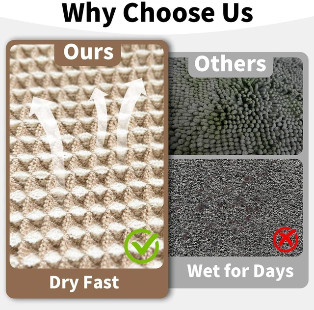 Alt view image 4 of 7 - Waffle Bath Mat - Boho Bathroom Rugs Non Slip Washable, Super Absorbent & Quick Dry, Small Bath Mats Farmhouse Bathroom Decor, 18'' x 30'', Khaki and White