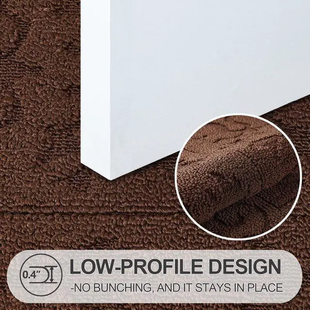Alt view image 2 of 7 - Indoor Door Mat for Entryway 24" x 36", Absorbent Dirt Trapper Doormat with Non-Slip Backing, Low Profile Washable Entry Rug for Front Door, Muddy Shoes & Dog Paws, Coffee