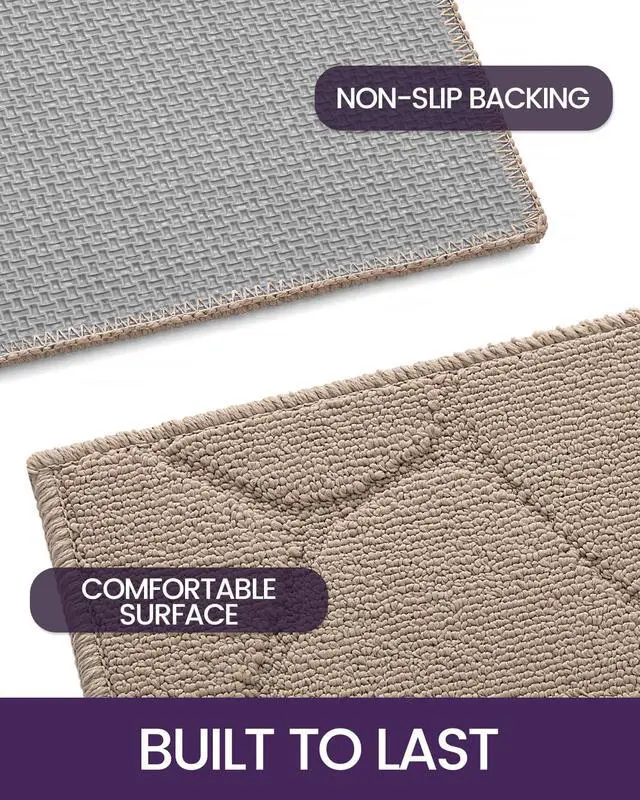Alt view image 3 of 7 - Front Door Entryway Mat Non Slip, 17x30 Washable Inside Entrance for House Floor Low Profile, Thin Entry Doormat Absorbent Dirt Trapper, Pebble Beige