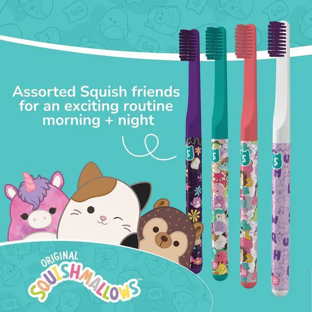 Alt view image 5 of 7 - Squishmallows Assorted Manual Toothbrushes, Soft Toothbrushes, Toothbrushes for Kids and Adults, 4PK