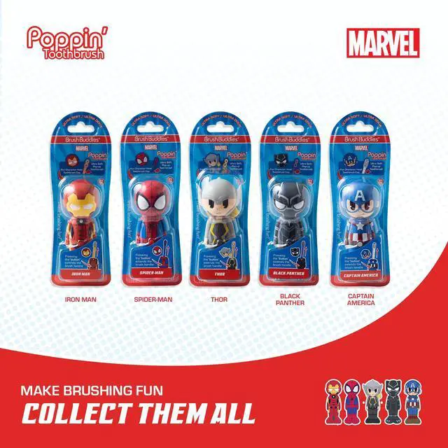 Alt view image 3 of 7 - Marvel Thor Kids Toothbrush Soft Rounded Bristles Poppin' Fun Superhero Toothbrush Cover Easy Grip Handle Gentle Cleaning for Toddlers & Kids Ages 2+ Travel Friendly Oral Care