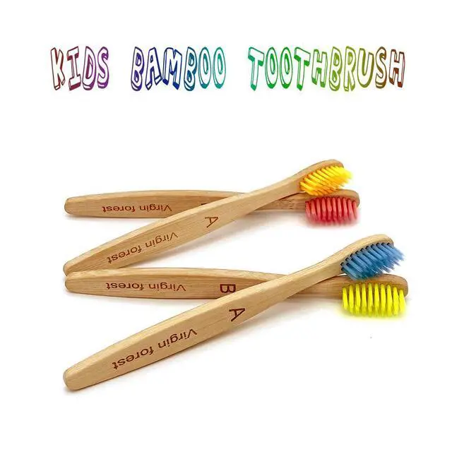 Alt view image 3 of 7 - Kids Bamboo Toothbrushes, Biodegradable BPA-Free Soft, 4pk Assorted Colors
