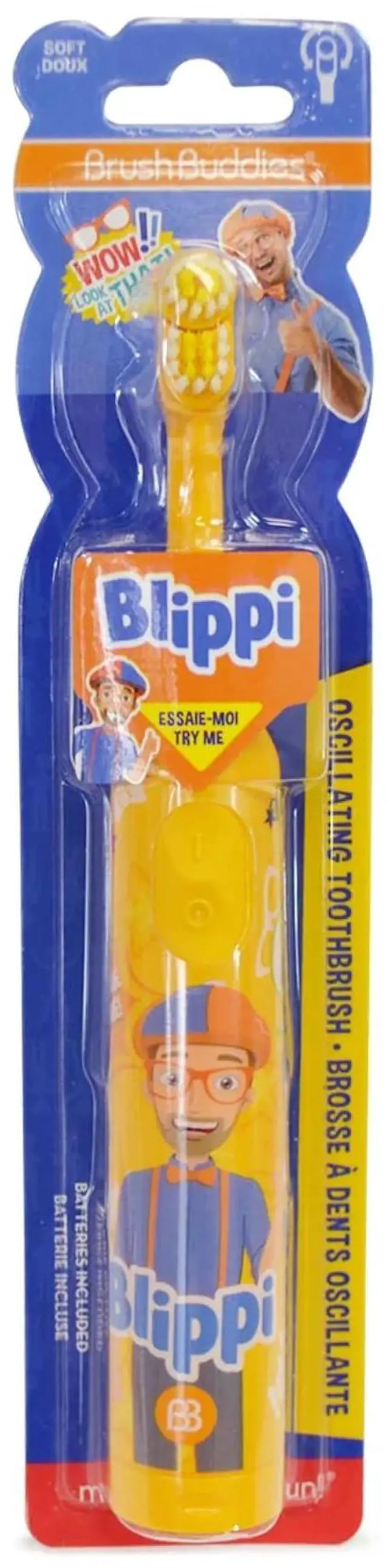 Main image of Blippi Electric Toothbrush for Kids Battery Operated Toddler Toothbrush for Boys and Girls Ages 4-7 Soft Bristles Fun Cartoon Design Dentist Recommended 1 Pack
