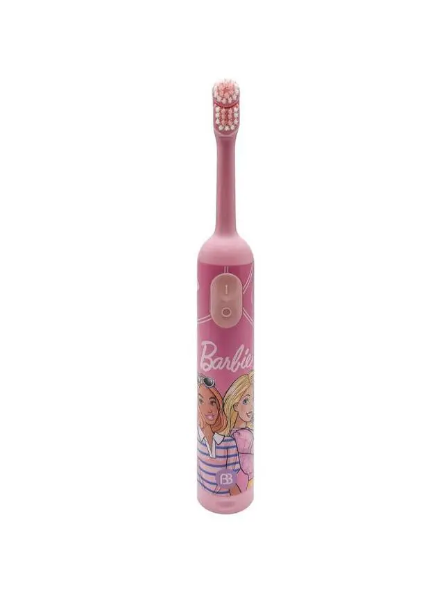 Alt view image 2 of 5 - Barbie Battery Powered Kids Electric Toothbrush Pink Soft Rounded Bristles 360 Degree Oscillating Cleaning Power Childrens Toothbrush for Girls Ages 2+