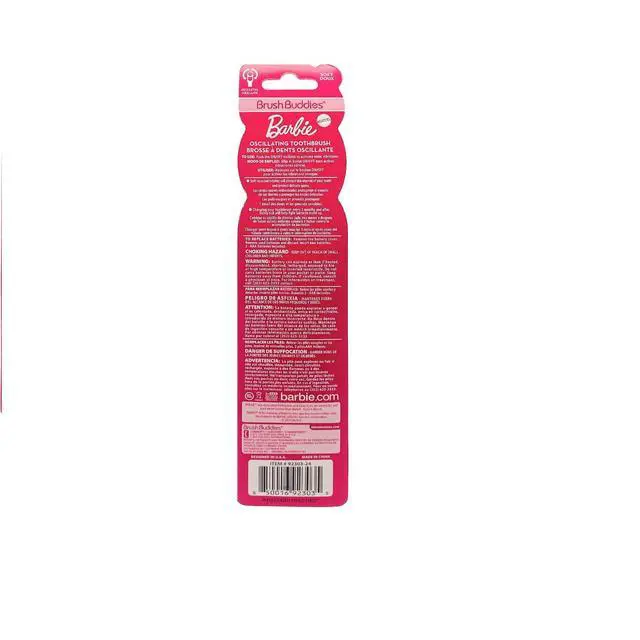 Alt view image 5 of 5 - Barbie Battery Powered Kids Electric Toothbrush Pink Soft Rounded Bristles 360 Degree Oscillating Cleaning Power Childrens Toothbrush for Girls Ages 2+