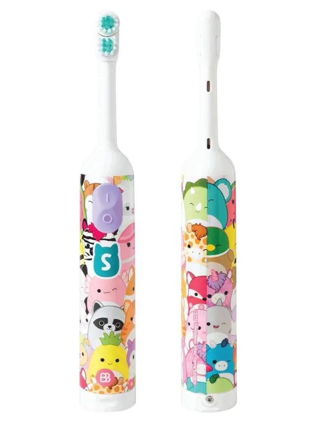 Alt view image 4 of 7 - Battery Powered Toothbrush Featuring Squishmallows, Oscillating 360 Degree Cleaning Power, Soft Rounded Bristles Electric Toothbrush for Adults, Battery Toothbrush
