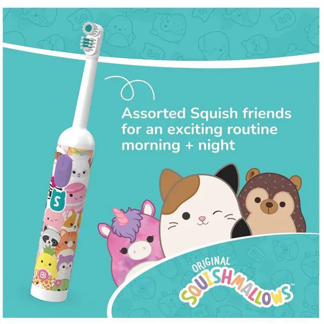 Alt view image 6 of 7 - Battery Powered Toothbrush Featuring Squishmallows, Oscillating 360 Degree Cleaning Power, Soft Rounded Bristles Electric Toothbrush for Adults, Battery Toothbrush
