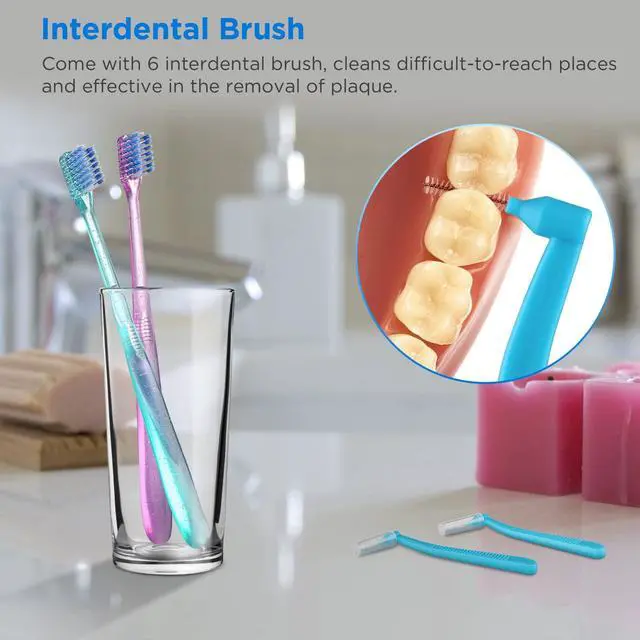Alt view image 3 of 7 - V-Shaped Orthodontic Toothbrush for Braces, with 6 Interdental Brushes, Soft Bristles, 6 Count