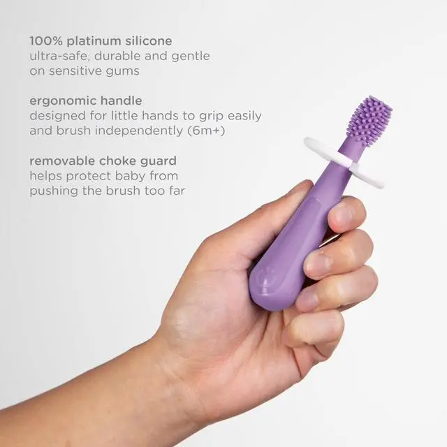 Alt view image 3 of 7 - Grow with Me Toothbrush Training Set for Babies and Toddlers, Includes Silicone Finger Brush, 360° and Soft Bristled Toothbrush, Smoothie Purple