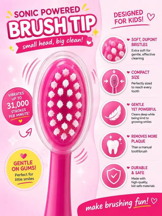 Alt view image 3 of 7 - Barbie Battery Operated Electric Toothbrush for Kids Soft Bristles & Sonic Power Perfect for Boys, Girls, and Childrens Oral Hygiene