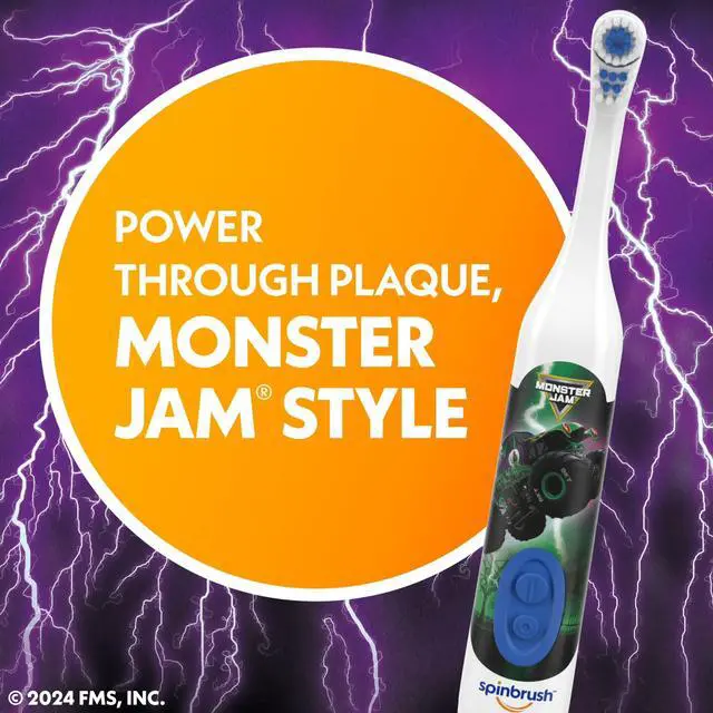 Alt view image 5 of 7 - Monster Jam Grave Digger Battery Powered Electric Toothbrush for Children Ages 3+ with AA Battery, Soft Head Bristles