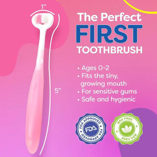 Alt view image 3 of 7 - Extra Soft Toddler Toothbrush, Toddler Toothbrushes 1-2 1-3 2-4, Toothhugger High Efficient 3 Sides Baby Toothbrush 12 Months and Up, Infant Training Brush, Sensory Oral Care Set (3 Pack)