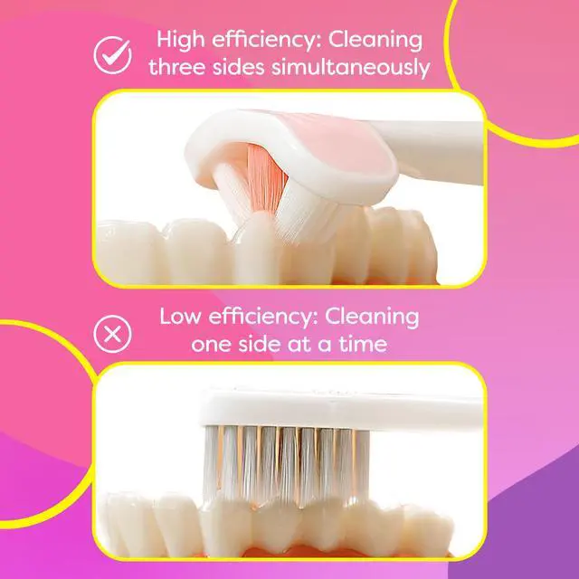 Alt view image 4 of 7 - Extra Soft Toddler Toothbrush, Toddler Toothbrushes 1-2 1-3 2-4, Toothhugger High Efficient 3 Sides Baby Toothbrush 12 Months and Up, Infant Training Brush, Sensory Oral Care Set (3 Pack)