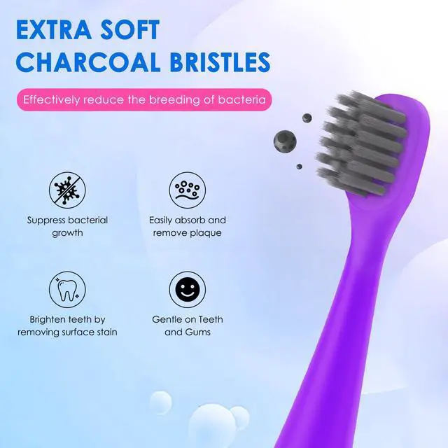Alt view image 2 of 6 - Toothbrushes Replacement Heads Compatible with Burst Kids Electric Toothbrushes, Tri-Color Set (Blue, Purple, Pink), 6-Pack