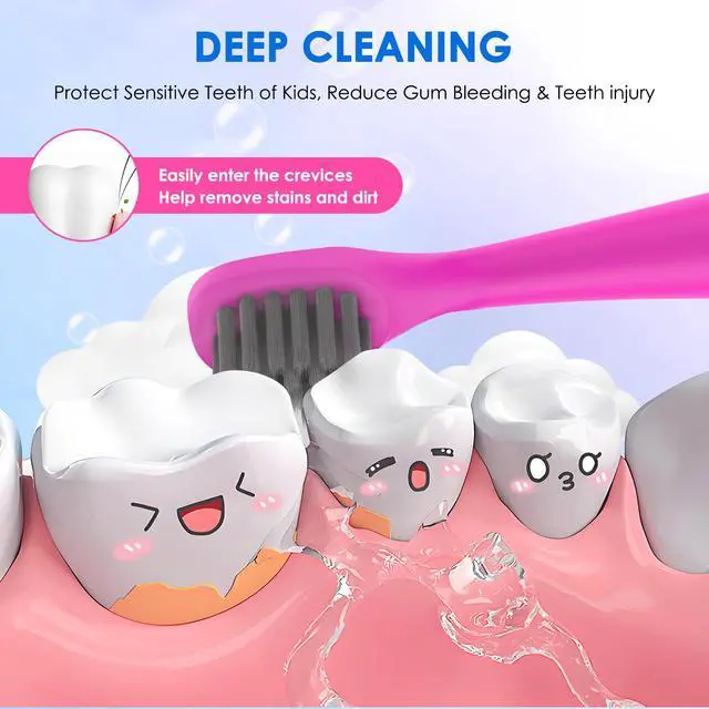 Alt view image 3 of 6 - Toothbrushes Replacement Heads Compatible with Burst Kids Electric Toothbrushes, Tri-Color Set (Blue, Purple, Pink), 6-Pack